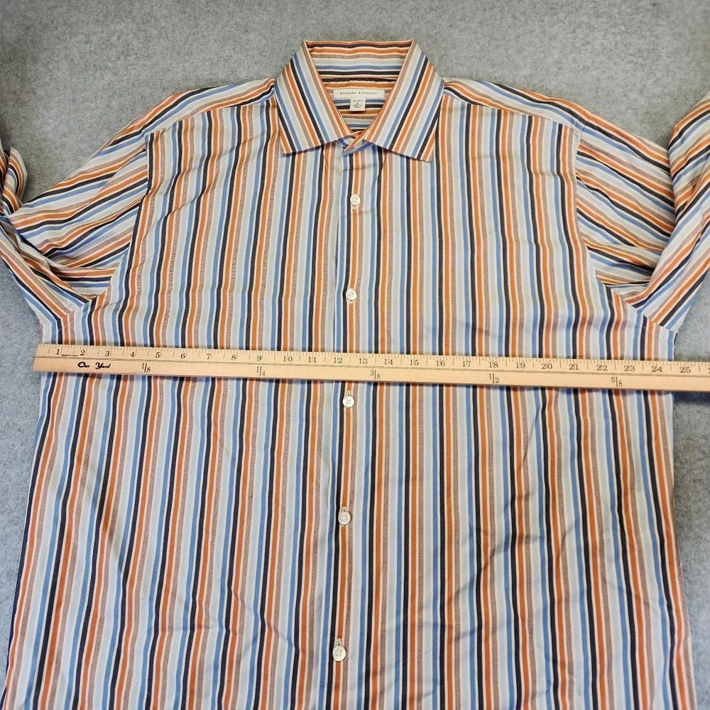 Banana Republic Dress‎ Shirt Mens L 16-16.5 Striped Multicolor Button Cotton